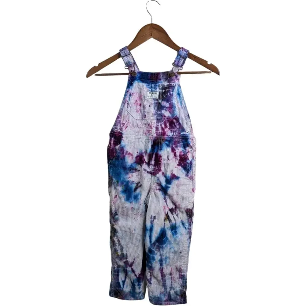 OshKosh B'Gosh Vestbak Tie Dye Corduroy Overalls Bib 5T Youth Vintage Playcore